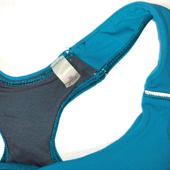 Athleta Skills & Drills Coastal Green Drawstring Built-In Bra Tank Top Women's M - Picture 5 of 9